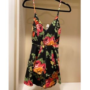 Black Floral Romper (Small) NEW